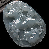 冰种晴水缅甸翡翠A货马上封侯挂件