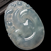 冰种淡晴水缅甸翡翠A货如意挂件