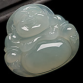 冰种淡晴水缅甸翡翠A货玉佛挂件