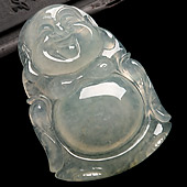 冰种淡晴水缅甸翡翠A货玉佛挂件