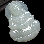 冰种淡晴水缅甸翡翠A货观音挂件