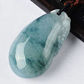 糯冰种飘花缅甸翡翠A货福瓜挂件