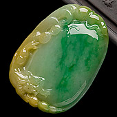 糯冰种黄加绿缅甸翡翠A货福瓜挂件