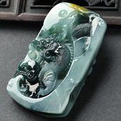 糯冰种飘花缅甸翡翠A货龙行如意挂件