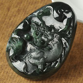 糯冰种油青缅甸翡翠A货龙行如意挂件