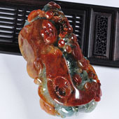 糯冰种褐红翡缅甸翡翠A货事事如意手玩件