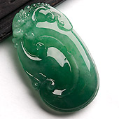 冰种翠色缅甸翡翠A货如意挂件