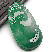 冰种翠色缅甸翡翠A货如意挂件