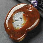 糯冰种褐红翡缅甸翡翠A货龙行如意挂件