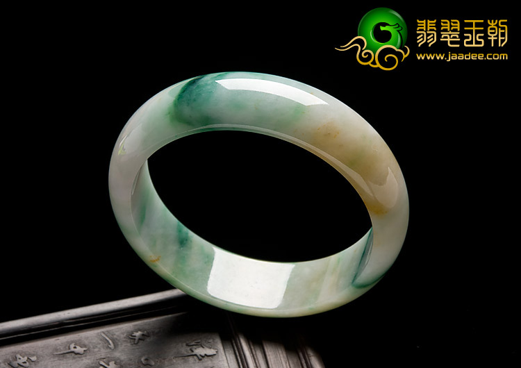 糯冰种黄加绿缅甸翡翠A货手镯（59.5mm）