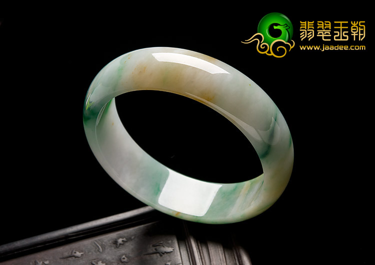 糯冰种黄加绿缅甸翡翠A货手镯（59.5mm）