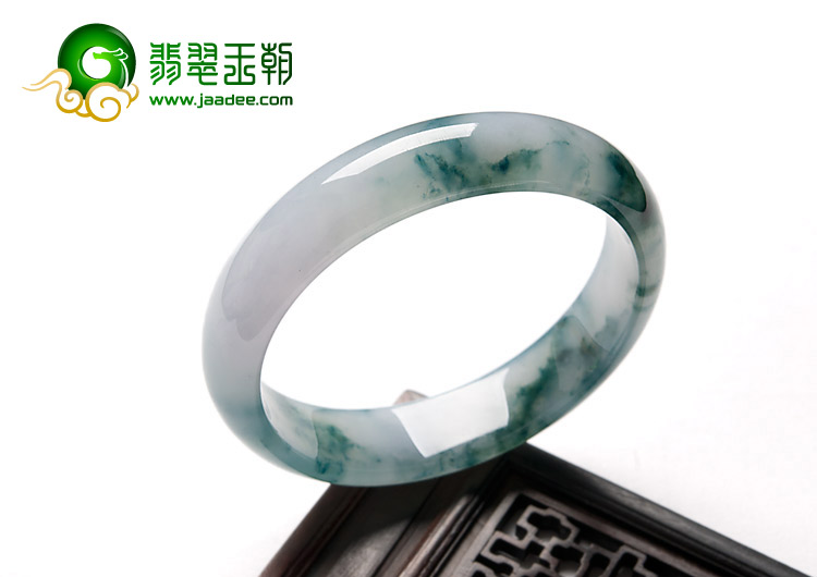 冰种飘花缅甸翡翠A货手镯（53.8mm）