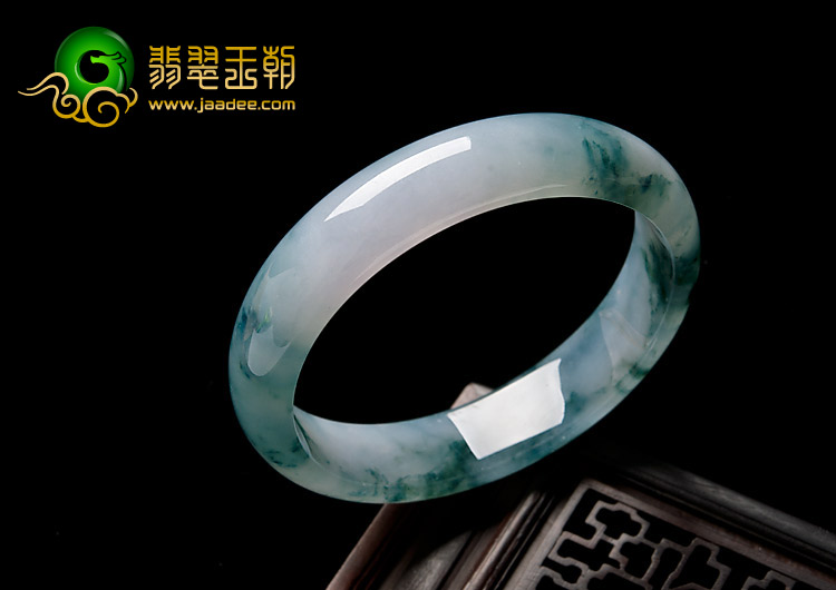冰种飘花缅甸翡翠A货手镯（53.8mm）
