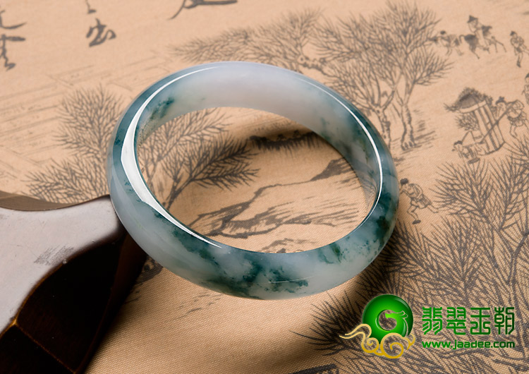 冰种飘花缅甸翡翠A货手镯（53.8mm）