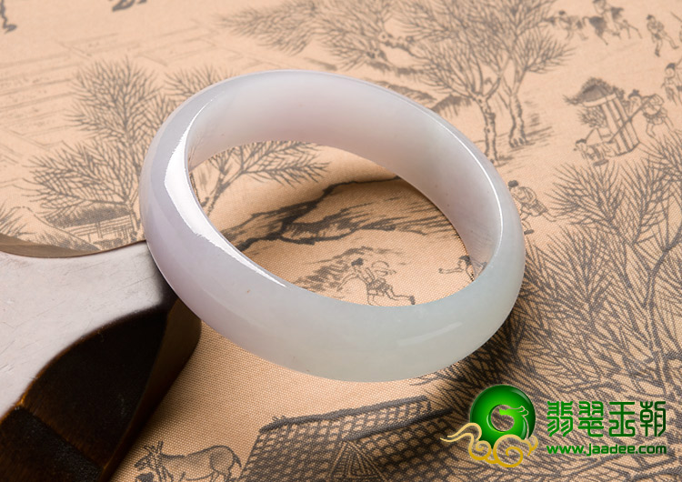 糯冰种淡晴水缅甸翡翠A货手镯（54mm）