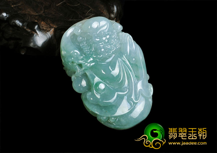 冰种飘翠缅甸翡翠A货达摩挂件