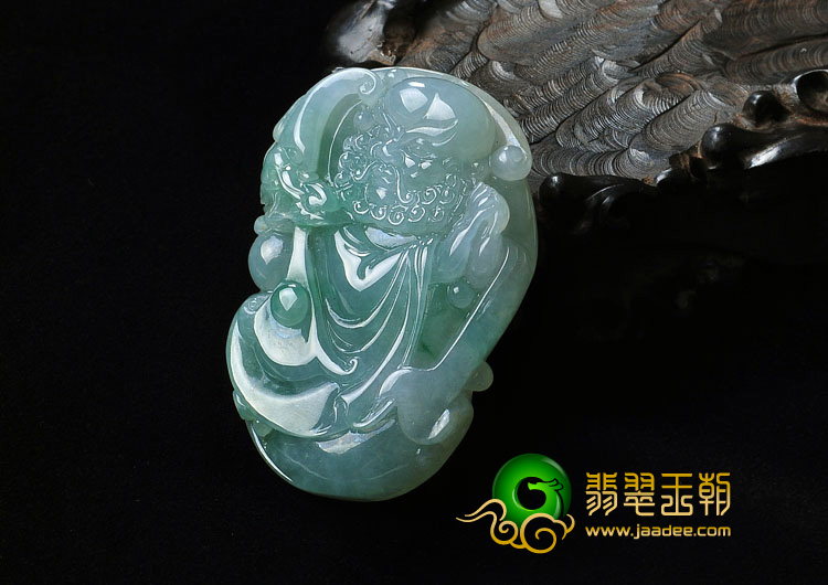 冰种飘翠缅甸翡翠A货达摩挂件