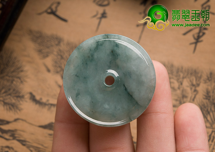 糯冰种飘花缅甸翡翠A货平安扣挂件