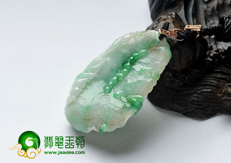 糯冰种飘翠缅甸翡翠A货金玉满堂挂件