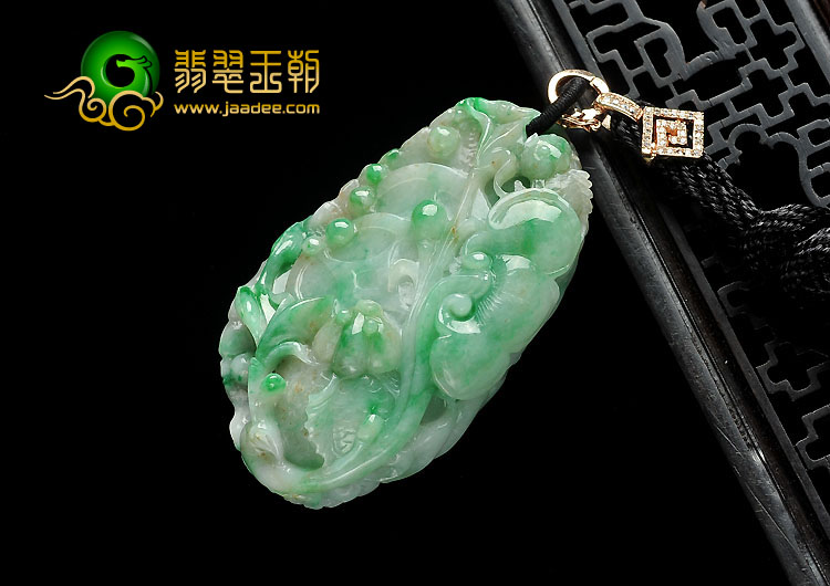糯冰种飘翠缅甸翡翠A货金玉满堂挂件