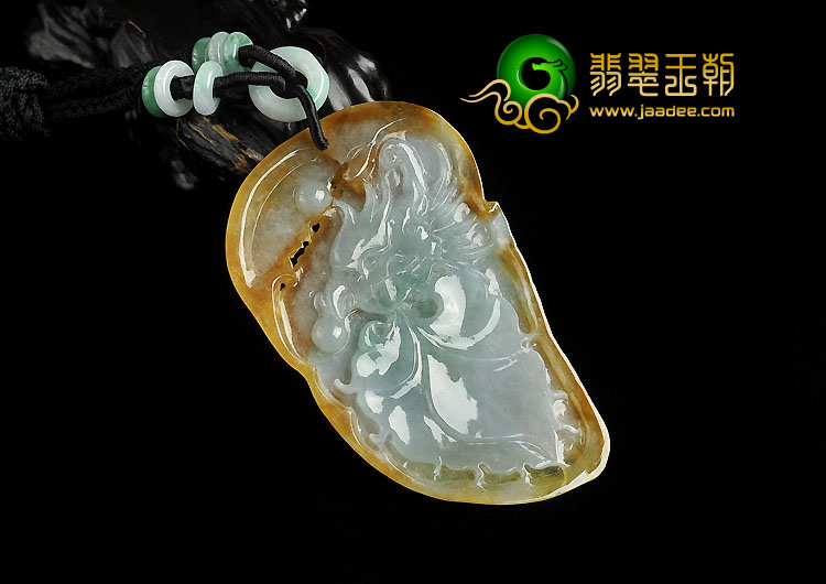 冰种黄翡缅甸翡翠A货龙头挂件