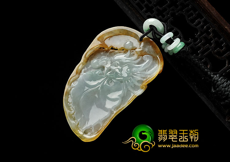 冰种黄翡缅甸翡翠A货龙头挂件