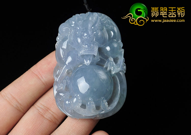 冰种紫罗兰缅甸翡翠A货龙戏珠挂件