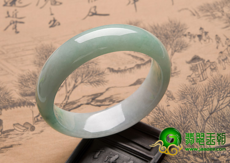 糯冰种飘翠缅甸翡翠A货手镯（56.9mm）