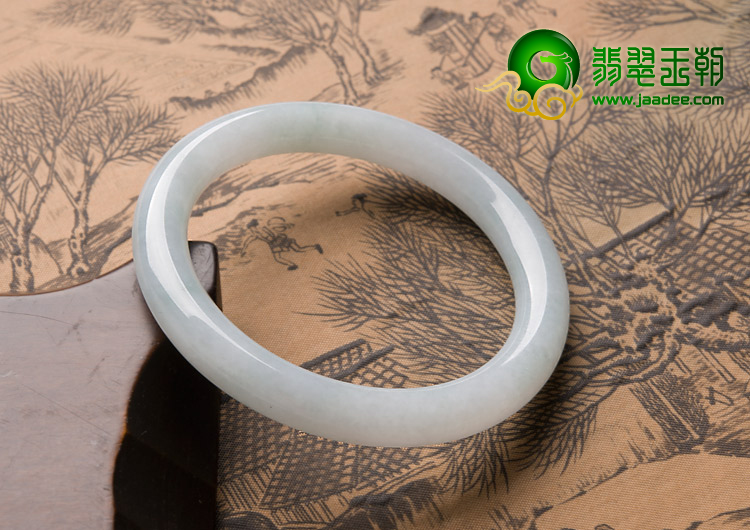 糯冰种晴水缅甸翡翠A货圆条手镯（56.3mm）