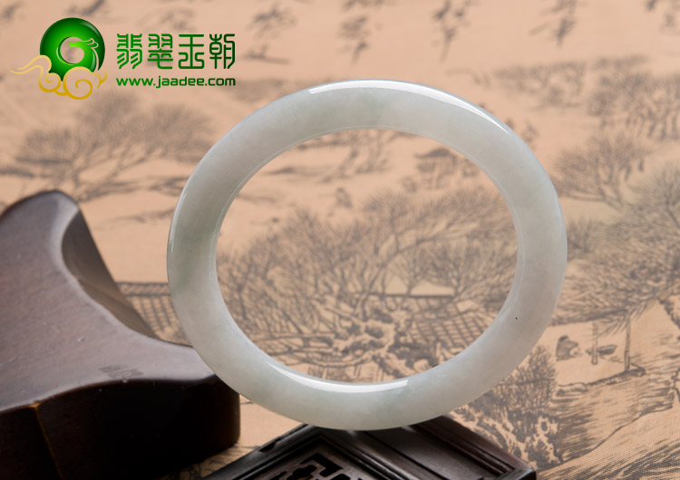糯冰种晴水缅甸翡翠A货圆条手镯（56.3mm）
