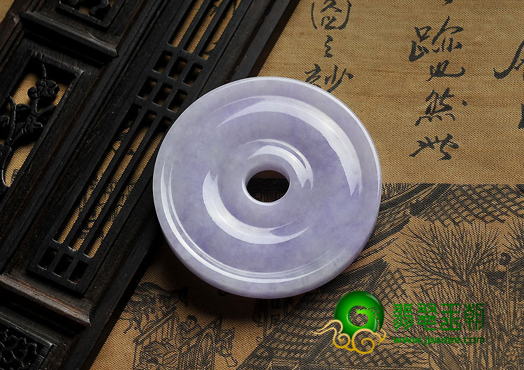 糯冰种紫罗兰缅甸翡翠A货平安扣挂件
