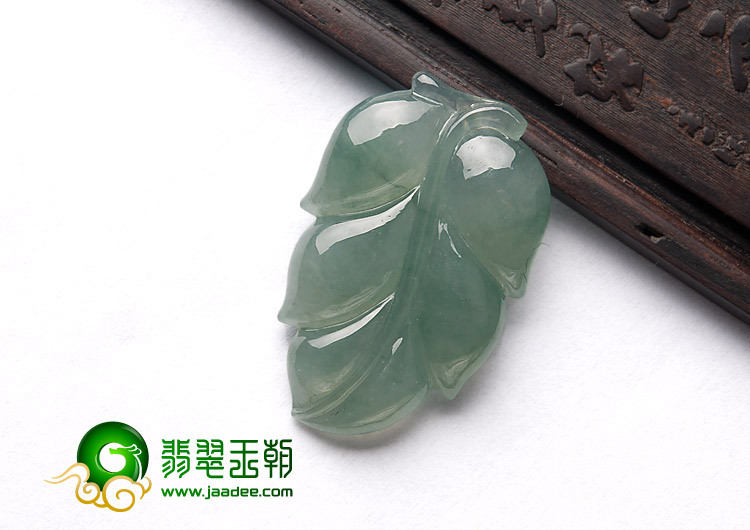 冰种晴水缅甸翡翠A货叶子挂件