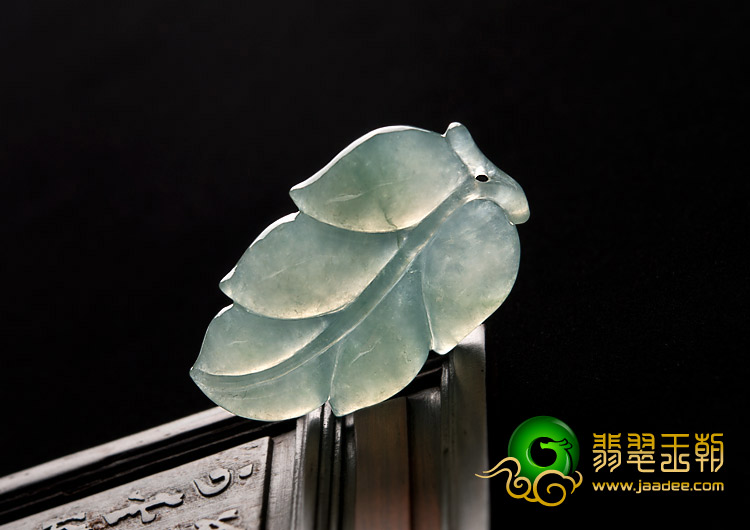 冰种晴水缅甸翡翠A货叶子挂件