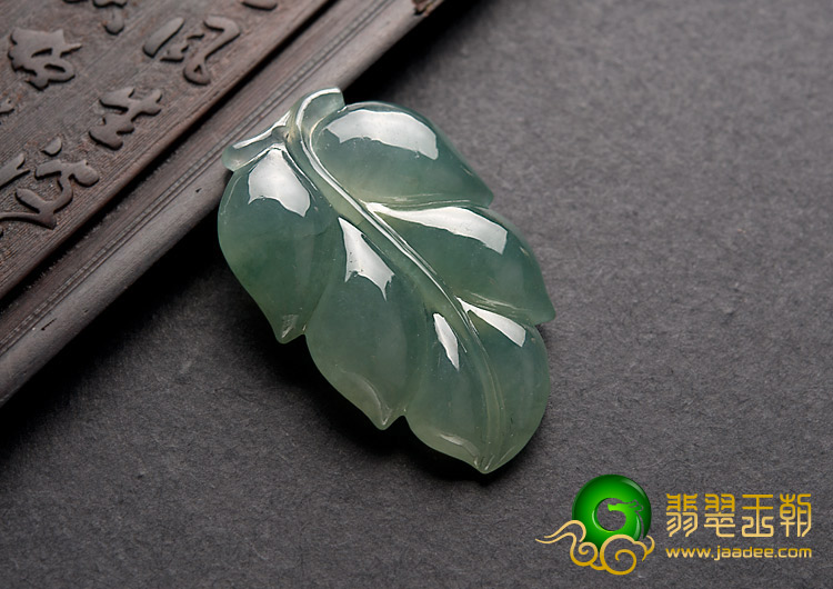 冰种晴水缅甸翡翠A货叶子挂件