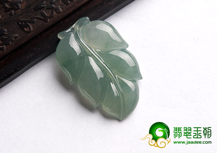 冰种晴水缅甸翡翠A货叶子挂件