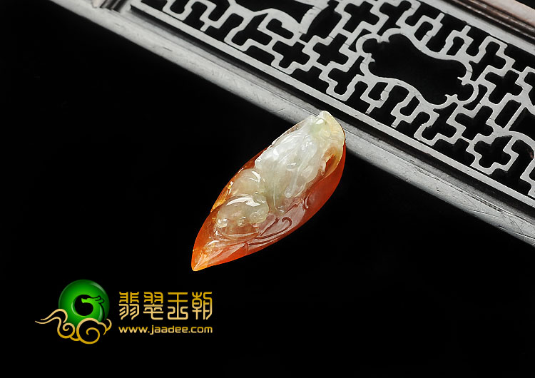 冰种红黄翡缅甸翡翠A货龙头胸坠（单价）