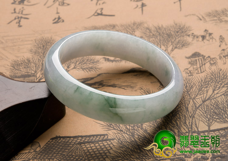 冰种飘花缅甸翡翠A货手镯（57.8mm）