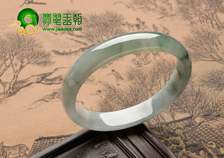 冰种飘花缅甸翡翠A货贵妃镯（58.5-51.4mm）