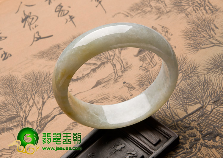 糯冰种黄翡缅甸翡翠A货手镯（58.4mm）