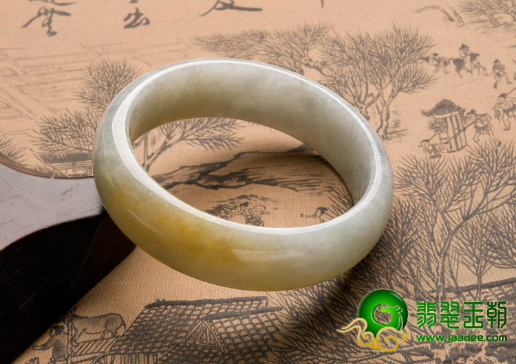 糯冰种黄翡缅甸翡翠A货手镯（58.4mm）