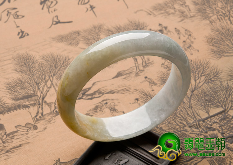 糯冰种黄翡缅甸翡翠A货手镯（61.1mm）