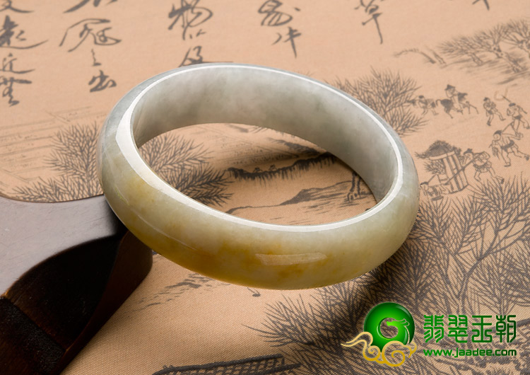 糯冰种黄翡缅甸翡翠A货手镯（61.1mm）