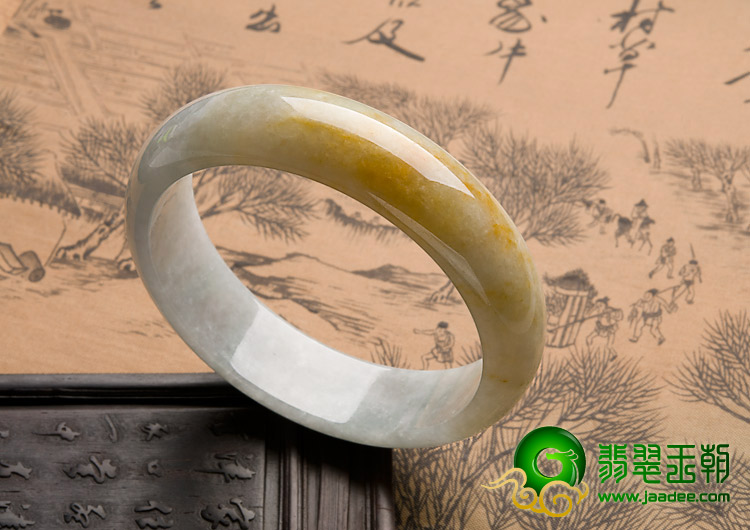 糯冰种黄翡缅甸翡翠A货手镯（61.1mm）