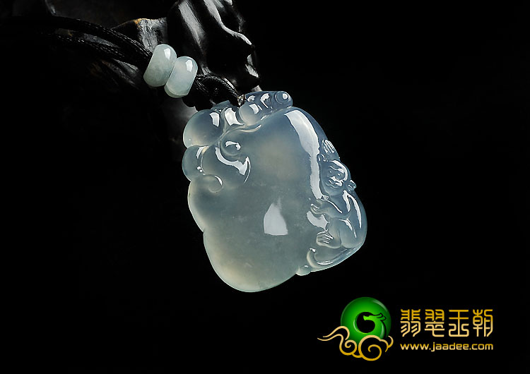 冰种晴水缅甸翡翠A货灵猴献寿挂件
