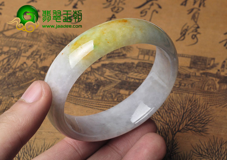 糯冰种三彩缅甸翡翠A货手镯（56.3mm）