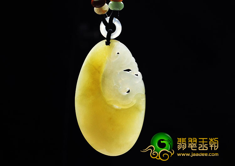 冰种淡黄翡缅甸翡翠A货仿古龙挂件