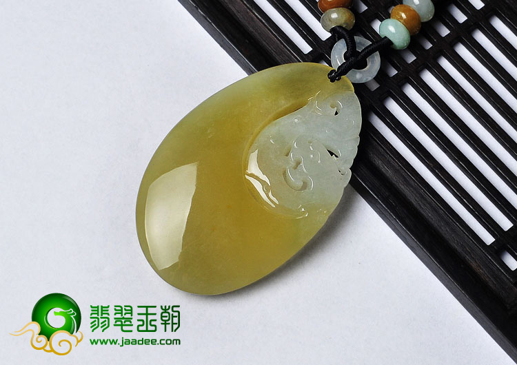 冰种淡黄翡缅甸翡翠A货仿古龙挂件