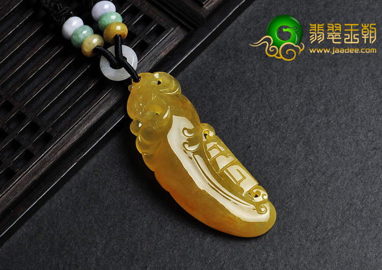 冰种黄翡缅甸翡翠A货仿古凤挂件