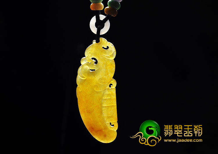 冰种黄翡缅甸翡翠A货仿古凤挂件