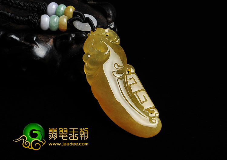 冰种黄翡缅甸翡翠A货仿古凤挂件